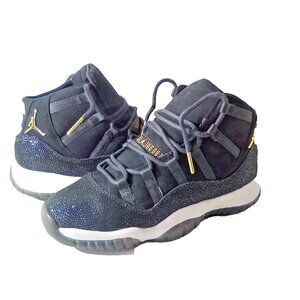 Nike Air Jordan 11 Retro Premium Black Metallic Gold Heiress Sz 5Y 852625-030